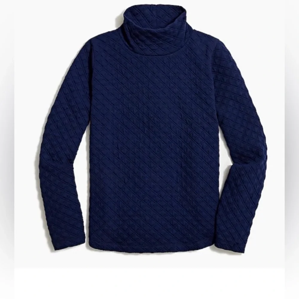 J.crew Quilted Mockneck Pullover Navy Sweater Size XXS EUC